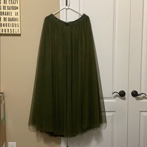 Dark olive green tulle long skirt (see pictures).